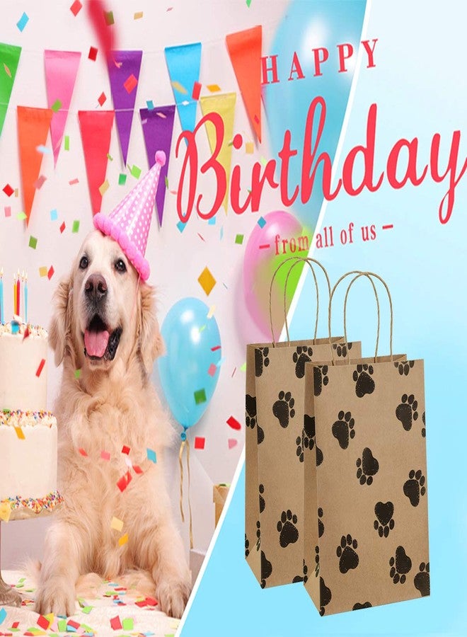 BagDream Brown Gift Bags 8x4.25x10.5 25Pcs Kraft Paper Gift Bags with Handles, Paw Prints Paper Sacks for Animal Party Favor, Retail, Grocery, Dog's Puppy's Paw - Image 3